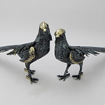 Статуэтка бронзовая пара Фазаны синие Bronze Birds варинант исполнения - 4 | Loft Concept в Грозном