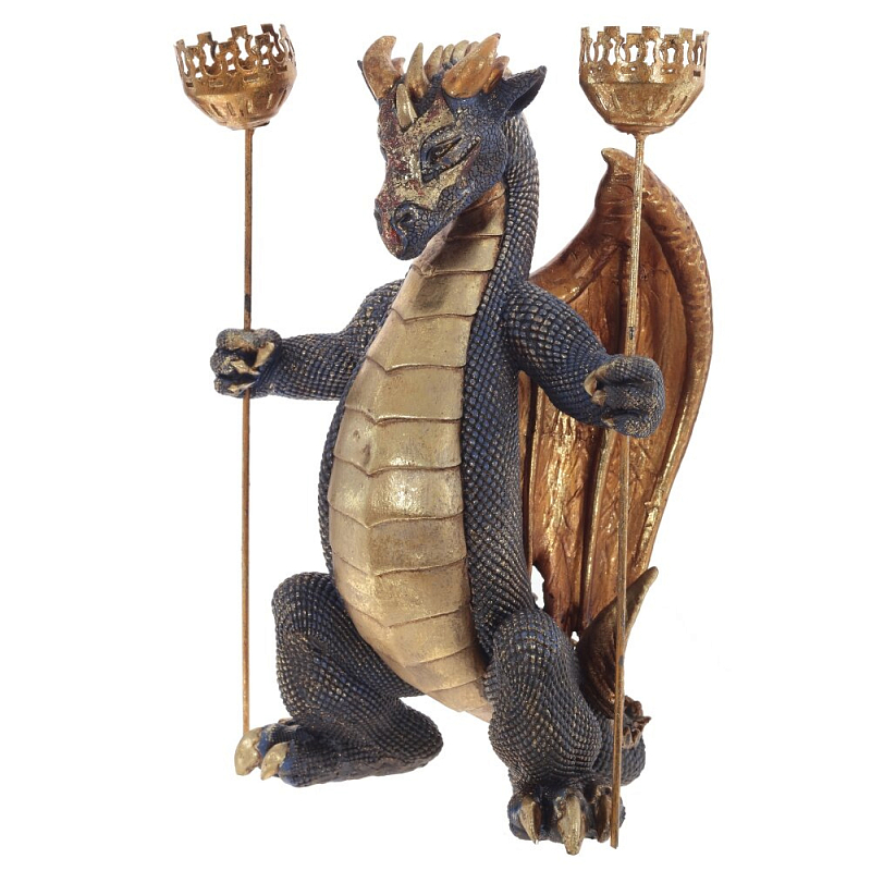 Подсвечник Дракон Dragon with Two Candlesticks Мульти Золотой Синий Коричневый Подсвечник Дракон Dragon with Two Candlesticks Мульти Золотой Синий Коричневый в Грозном | Loft Concept