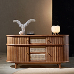 Дизайнерский комод овальный с фактурным фасадом и вставками из плетеных элементов Ambar варинант исполнения - 1 | Loft Concept в Грозном