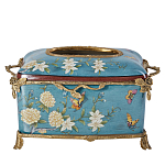 Салфетница прямоугольная голубого цвета с цветами и бабочками Blue Garden варинант исполнения - 1 | Loft Concept в Грозном