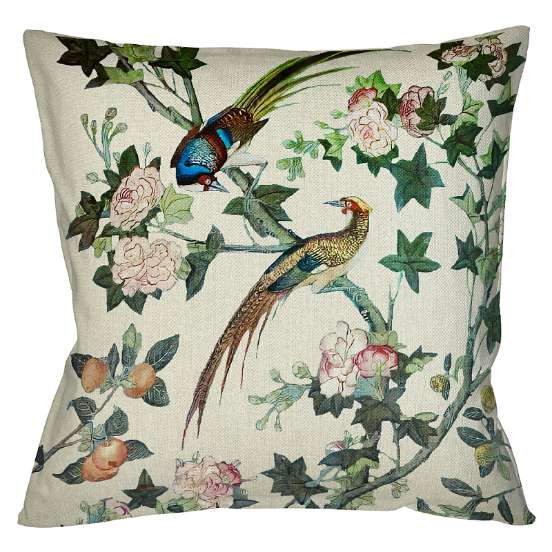 Подушка декоративная с изображением птицы в саду Beige Chinoiserie Birds in the Rose Garden Cushion Бежевый Мульти Подушка декоративная с изображением птицы в саду Beige Chinoiserie Birds in the Rose Garden Cushion Бежевый Мульти в Грозном | Loft Concept