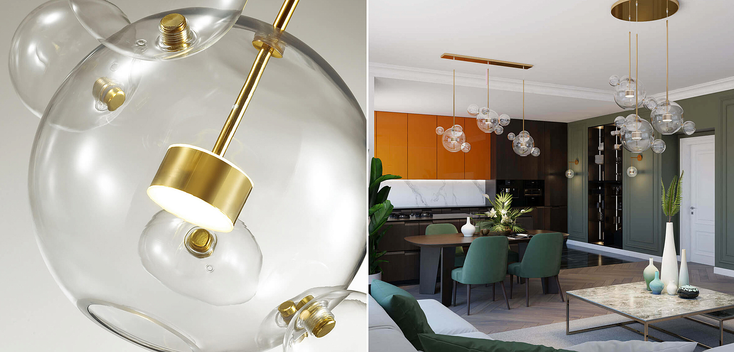 Люстра Transparent Bubble Chandelier Gold Circle Люстра Transparent Bubble Chandelier Gold Circle - Loft-Concept в Грозном