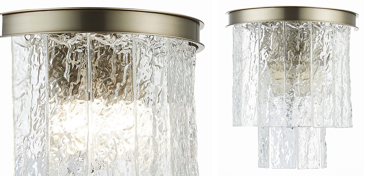 Бра Renea Textured Glass Wall Lamp Nickel Бра Renea Textured Glass Wall Lamp Nickel - Loft-Concept в Грозном