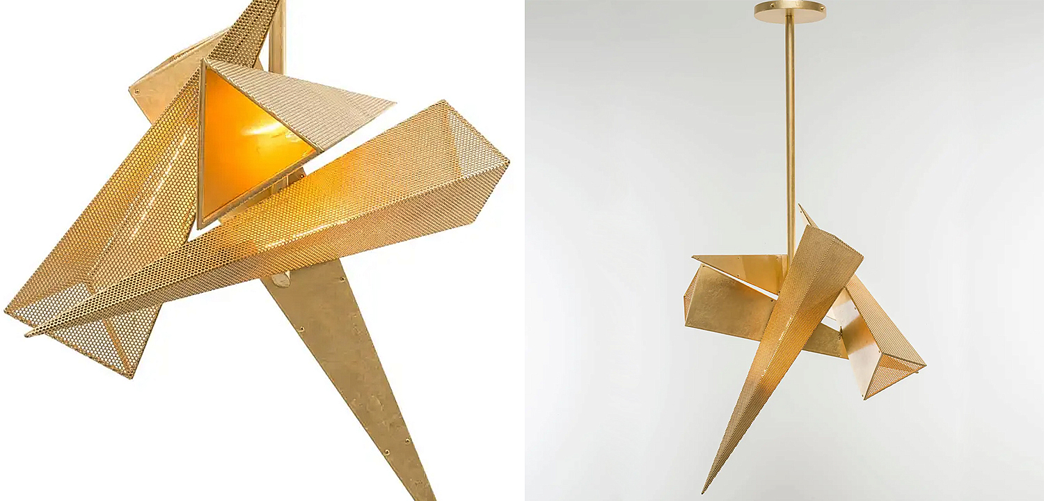 Люстра Susan Hornbeak TRYSTAN CHANDELIER - Gold Leafed Perforated Steel Pyramids Gold Люстра Susan Hornbeak TRYSTAN CHANDELIER - Gold Leafed Perforated Steel Pyramids Gold - Loft-Concept в Грозном