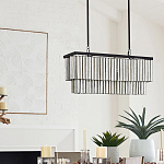 Люстра линейная прямоугольная с подвесками из натурального перламутра Nacre варинант исполнения - 5 | Loft Concept в Грозном