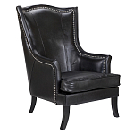 Кресло из натуральной кожи на 4-х деревянных ножках из массива бука Daniel Leather Armchair black варинант исполнения - 1 | Loft Concept в Грозном