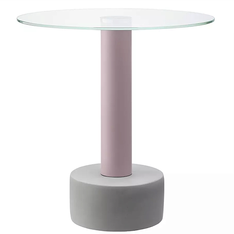 Кофейный столик с круглой прозрачной столешницей на розовом основании Round Table Розовый Синий Прозрачный Кофейный столик с круглой прозрачной столешницей на розовом основании Round Table Розовый Синий Прозрачный в Грозном | Loft Concept