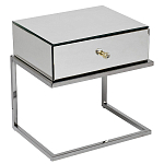 Тумбочка зеркальная с ящиком Mirror Chrome Cabinet варинант исполнения - 1 | Loft Concept в Грозном