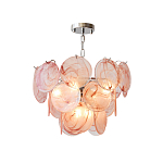 Люстра с каскадом из круглых розовых стеклянных дисков Pink Light Waterfall варинант исполнения - 2 | Loft Concept в Грозном