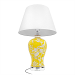 Настольная лампа желтая с изображением белых птиц Flight Among Acacia варинант исполнения - 3 | Loft Concept в Грозном