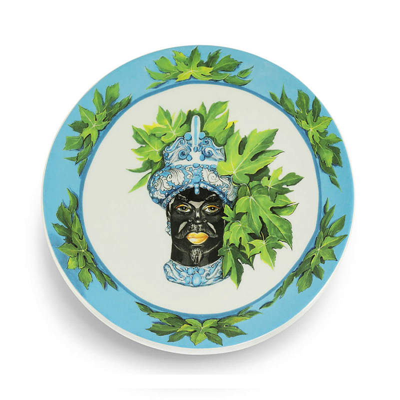 Тарелка Abhika PLATE MORO HEAD SMALL D15,5 Голубой Зеленый Тарелка Abhika PLATE MORO HEAD SMALL D15,5 Голубой Зеленый в Грозном | Loft Concept