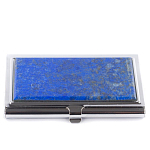 Визитница карманная металлическая с накладкой из натурального камня Лазурит Stone Business Card Holders  варинант исполнения - 1 | Loft Concept в Грозном