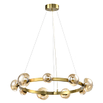 Люстра подвесная светодиодная с 9-ю круглыми плафонами коньячного цвета Iona Chandelier Brass  варинант исполнения - 1 | Loft Concept в Грозном