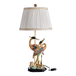Настольная лампа с абажуром и основанием в виде двух цапель Porcelain Heron Lamp варинант исполнения - 1 | Loft Concept в Грозном