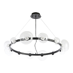 Люстра подвесная круглая с 12-ю прозрачными куполообразными плафонами и черным металлическим основанием Flos Wireline Lighting варинант исполнения - 2 | Loft Concept в Грозном