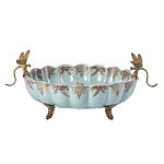 Чаша из голубого фарфора на бронзовых ножках с рисунком цветов и фигурками стрекоз Blue Garden варинант исполнения - 1 | Loft Concept в Грозном