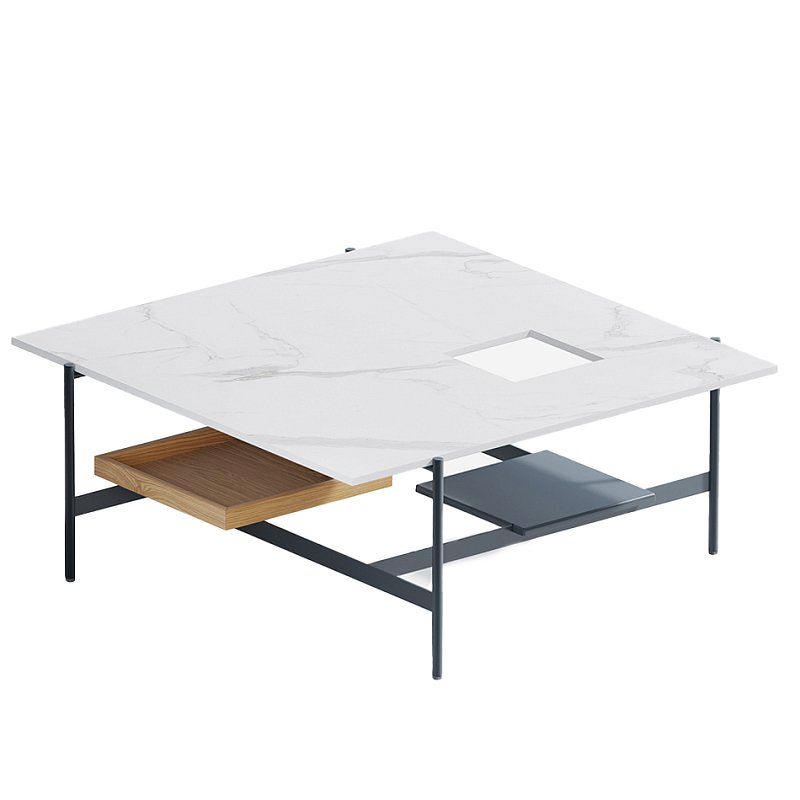 Karat журнальный столик с съемным подносом Графит Белый Мрамор Bianco в Грозном | Loft Concept 