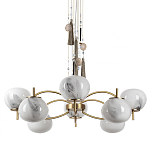 Люстра подвесная с 8-ю шарообразными плафонами из белого стекла с подвесками из камня и кисточками Agatelle варинант исполнения - 1 | Loft Concept в Грозном