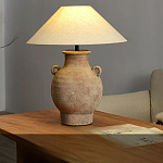 Настольная лампа керамическая с ручками и тканевым абажуром Eastern Tale варинант исполнения - 1 | Loft Concept в Грозном