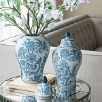Ваза с крышкой и голубым цветочным рисунком на белом фоне Blue & White Ornament варинант исполнения - 5 | Loft Concept в Грозном