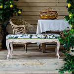 Банкетка из натурального бука золотистая с изображением птиц и цветов Blooming Birds варинант исполнения - 4 | Loft Concept в Грозном