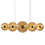 Люстра подвесная светодиодная со стеклянными плафонами янтарного цвета в форме дисков Savio Glass Disc варинант исполнения - 1 | Loft Concept в Грозном