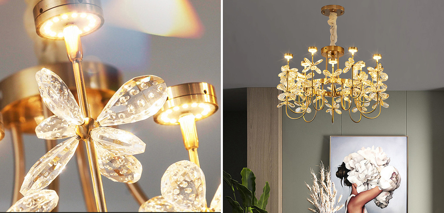 Люстра с хрустальными цветами Crystal Flowers Chandelier Люстра с хрустальными цветами Crystal Flowers Chandelier - Loft-Concept в Грозном