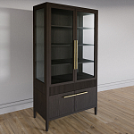 Витрина Primo со стеклянными фасадами и буфетом шпон Темный орех варинант исполнения - 3 | Loft Concept в Грозном