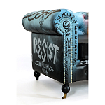 Диван в Лофт Честерфильд граффити из винтажной кожи GRAFFITI PARA Chesterfield варинант исполнения - 4 | Loft Concept в Грозном