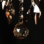 Люстра подвесная круглая с тканевым полупрозрачным абажуром и подвесками 4 лампы Gilded Elegance варинант исполнения - 7 | Loft Concept в Грозном