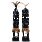 Комплект из 2-х деревянных статуэток Asmat Statuettes Black варинант исполнения - 1 | Loft Concept в Грозном