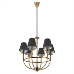 Люстра на металлическом основании бронзового цвета с 6-ю черными конусовидными абажурами Dignity варинант исполнения - 4 | Loft Concept в Грозном
