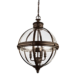 Подвесной светильник бронзового цвета с прозрачным стеклянным плафоном в форме шара в индустриальном стиле на цепи 4 лампы Feiss варинант исполнения - 1 | Loft Concept в Грозном