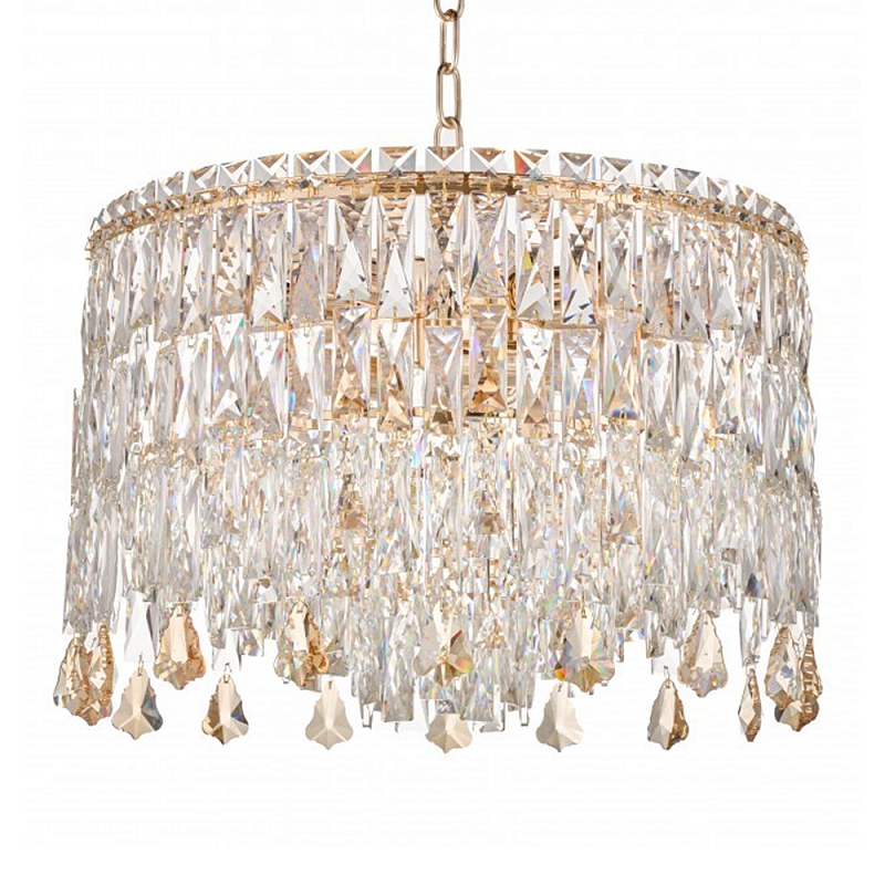 Люстра круглая с хрустальными подвесками на золотистом каркасе Roul Crystal Light Золотой Прозрачный Люстра круглая с хрустальными подвесками на золотистом каркасе Roul Crystal Light Золотой Прозрачный в Грозном | Loft Concept