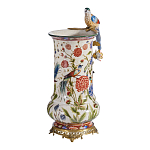 Ваза фарфоровая с птицей на бронзовой ветке и цветочной росписью Garden of Eden варинант исполнения - 2 | Loft Concept в Грозном