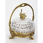 Конфетница из прозрачного рельефного стекла с ручкой и фигуркой лебедя Eden Garden варинант исполнения - 3 | Loft Concept в Грозном