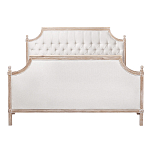 Кровать двуспальная светло-бежевая с основанием из массива дуба с мягким изголовьем Flax Beds варинант исполнения - 1 | Loft Concept в Грозном