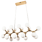 Линейная люстра с плафонами из стеклянных шаров Pearls Suspension Linear Gold Chandelier варинант исполнения - 2 | Loft Concept в Грозном
