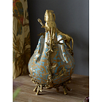 Чаша голубого цвета с оранментом и и бронзовыми фигурами леопардов Eden Garden варинант исполнения - 10 | Loft Concept в Грозном