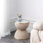 Дизайнерский журнальный стол фактурный с круглой белой столешницей Luler варинант исполнения - 1 | Loft Concept в Грозном