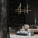 Люстра с 6-ю  пересекающимися цилиндрическими плафонами на тонких тросах Trumpet tube варинант исполнения - 8 | Loft Concept в Грозном