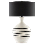 Настольная лампа фактурная с черными круговыми линиями на корпусе Recess варинант исполнения - 3 | Loft Concept в Грозном