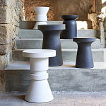 Приставной стол из искусственного камня Chess Black варинант исполнения - 3 | Loft Concept в Грозном