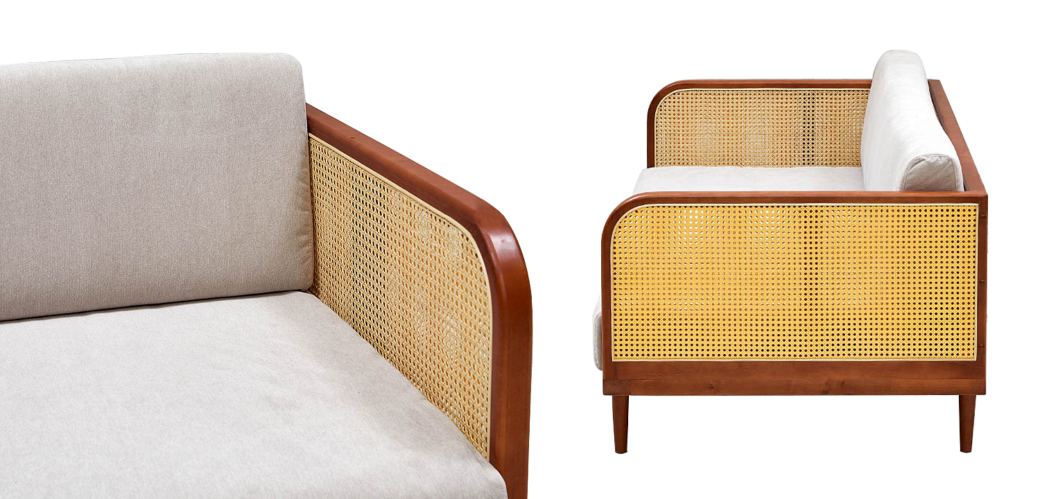 Диван с отделкой из ротанга Nava Rattan Decor Sofa Диван с отделкой из ротанга Nava Rattan Decor Sofa - Loft-Concept в Грозном