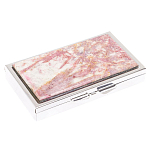 Таблетница карманная прямоугольная на 7 отделений с зеркалом и накладкой из натурального камня Турмалин Silver Stone Pillboxes варинант исполнения - 1 | Loft Concept в Грозном