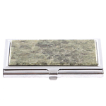 Визитница карманная металлическая с накладкой из натурального камня Апатит Stone Business Card Holders варинант исполнения - 1 | Loft Concept в Грозном