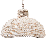 Подвесной светильник в виде купола декорированный белыми деревянными бусинами White Wooden Beads Hanging Lamp варинант исполнения - 1 | Loft Concept в Грозном