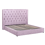 Кровать двуспальная фиолетовая с основанием из массива дерева с мягким изголовьем Velour Beds варинант исполнения - 1 | Loft Concept в Грозном