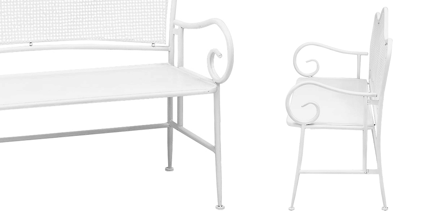 Скамья белая в стиле прованс Miah Bench White Скамья белая в стиле прованс Miah Bench White - Loft-Concept в Грозном