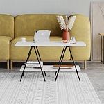 Стол журнальный с белой прямоугольной столешницей и полкой ESSEL WHITE варинант исполнения - 1 | Loft Concept в Грозном